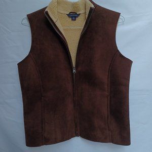 Land's End Sherpa Vest, Chocolate Brown, Ladies M, Size 10-12